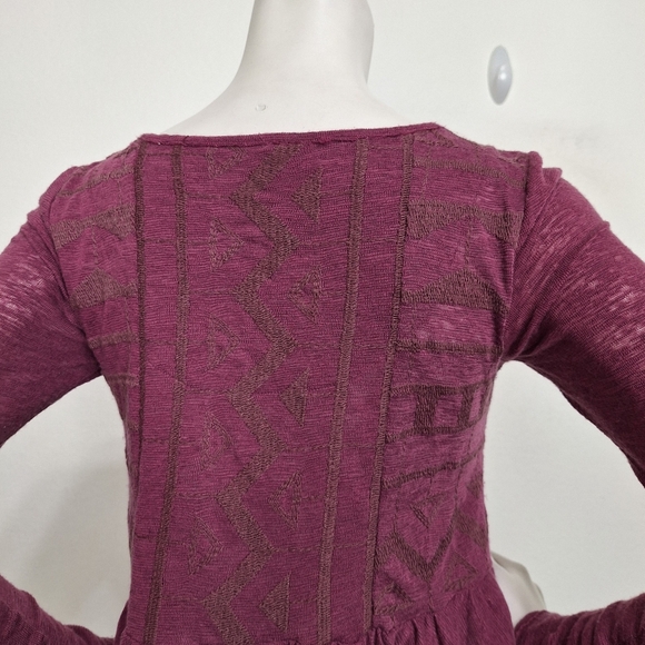 Free People Raspberry Jam Justyna Boho Coquette Long Sleeve Babydoll Top Size S - Picture 7 of 15